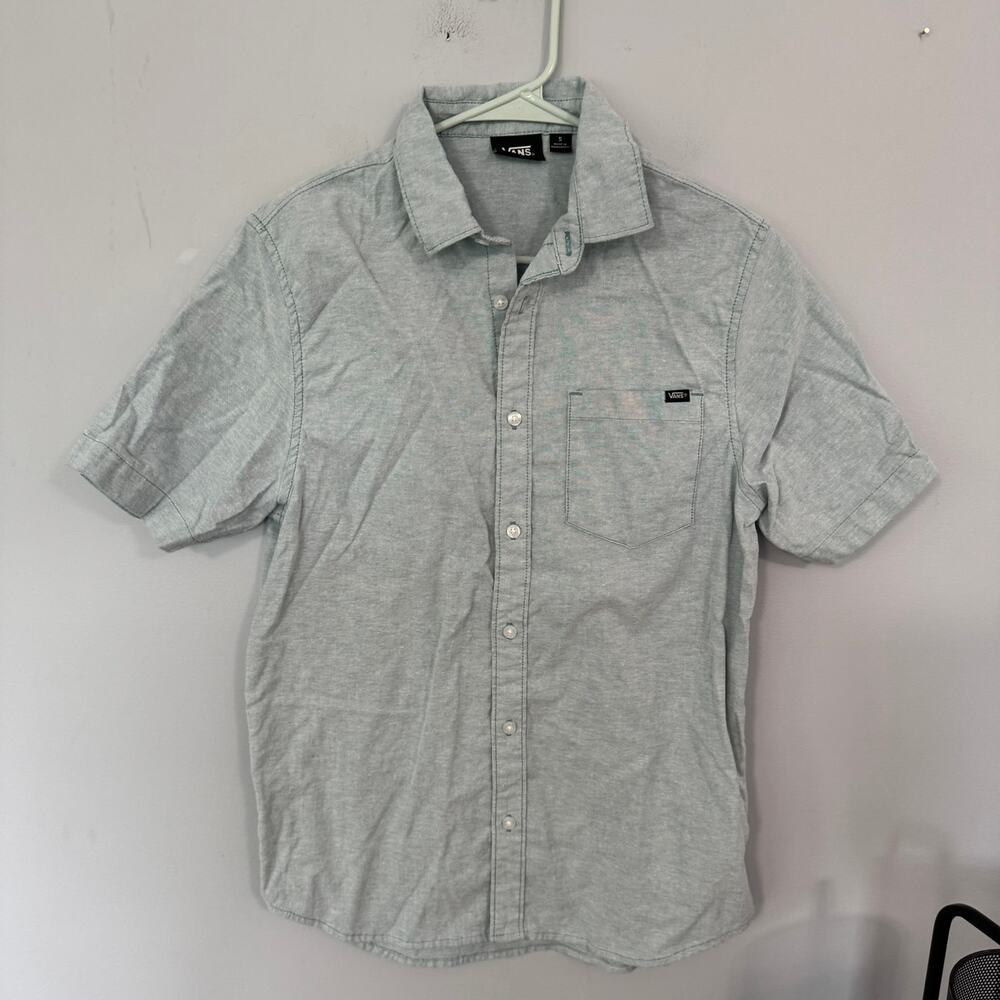 NWOT Vans Short Sleeve Button Down Shirt Men's Size Small Cotton Blend Blue